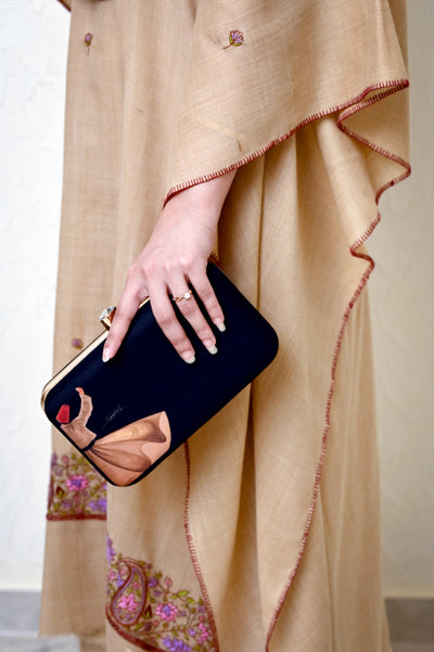 Beige Pashmina Kaftan with Kashmiri Embroidery