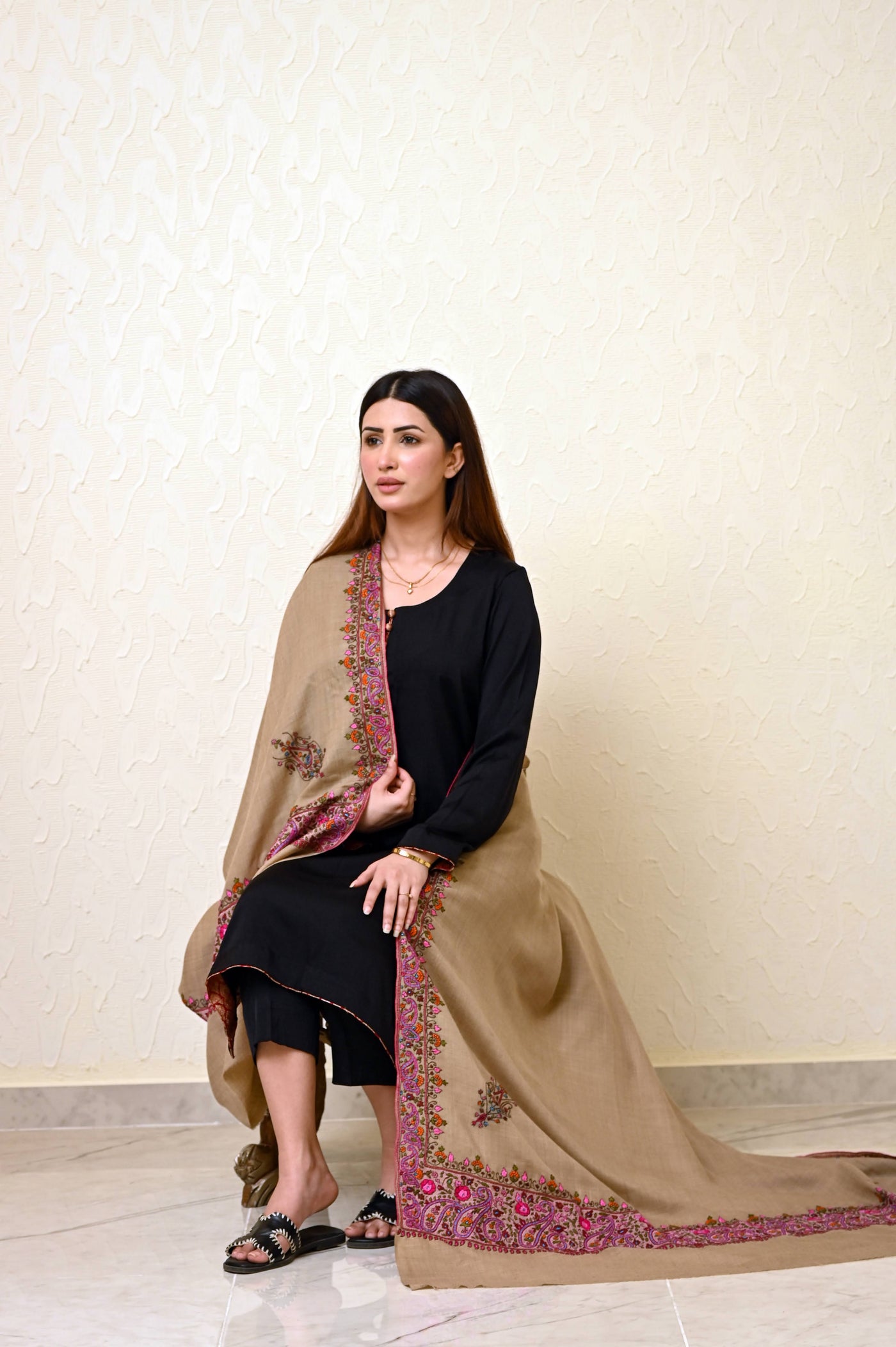 Pure Chashme Bulbul Shawl with Kashmiri Broad Border