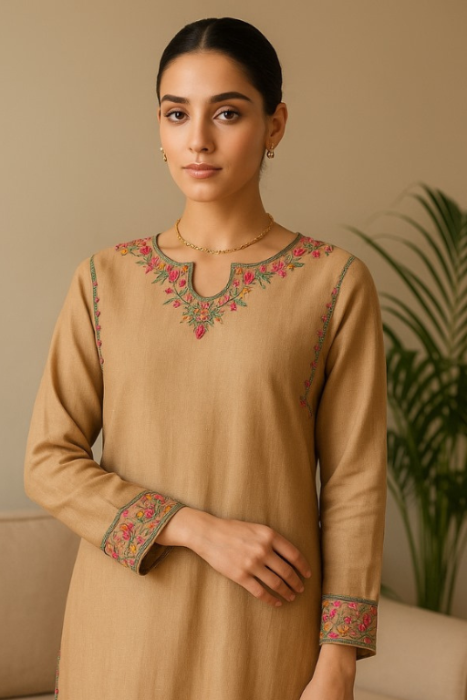 pure pashmina Kashmiri hand embroidered shirt size medium
