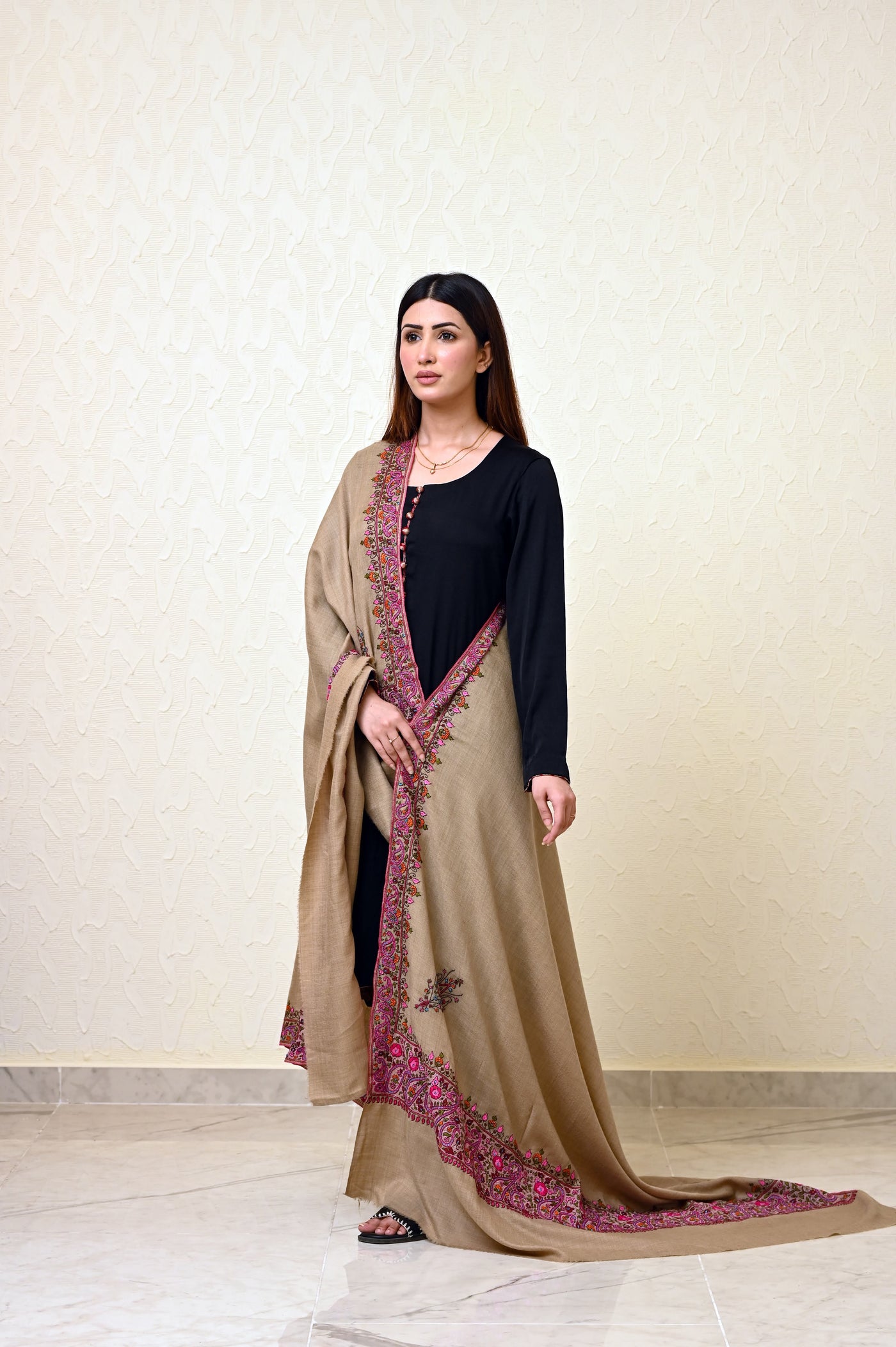 Pure Chashme Bulbul Shawl with Kashmiri Broad Border