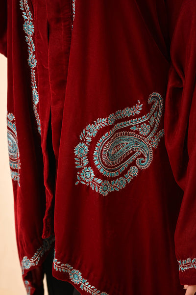 French Velvet Shrug with Kashmiri Hand Embroidery